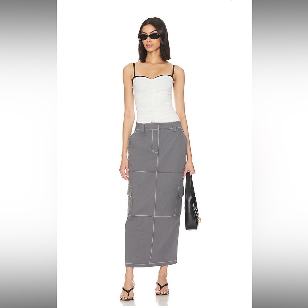 Gray Cargo Maxi Skirt